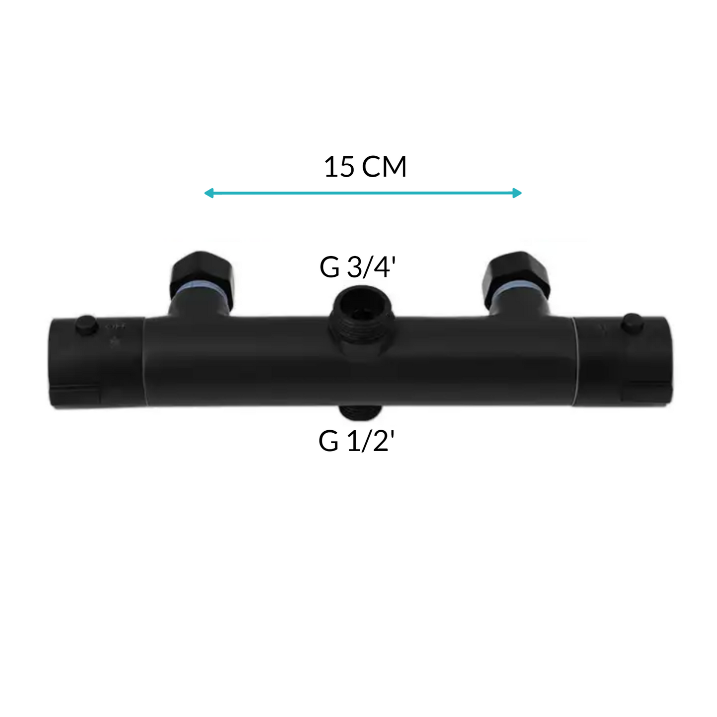 Robinet de douche thermostatique noir 15cm (2 trous)