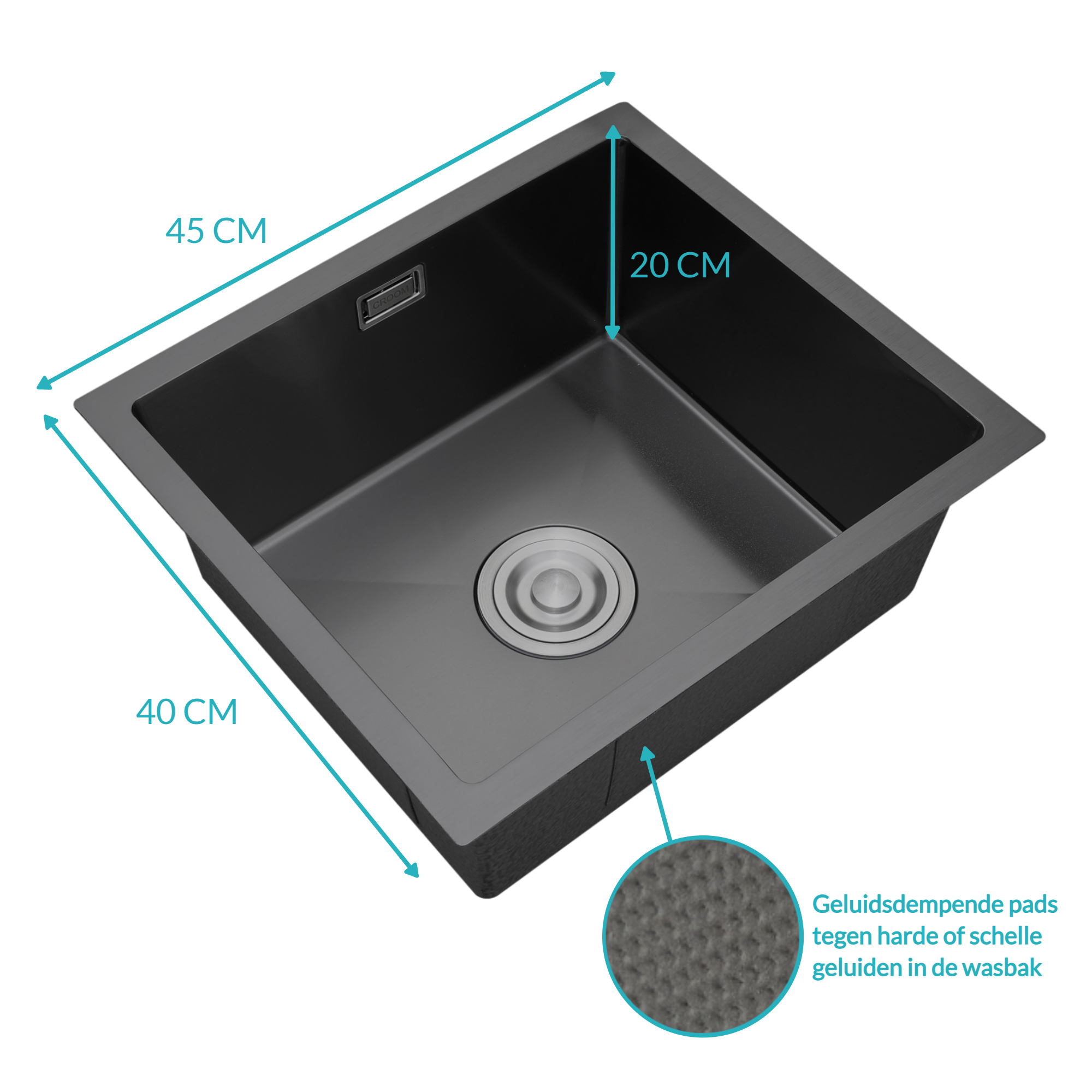 Spoelbak Orteon Zwart